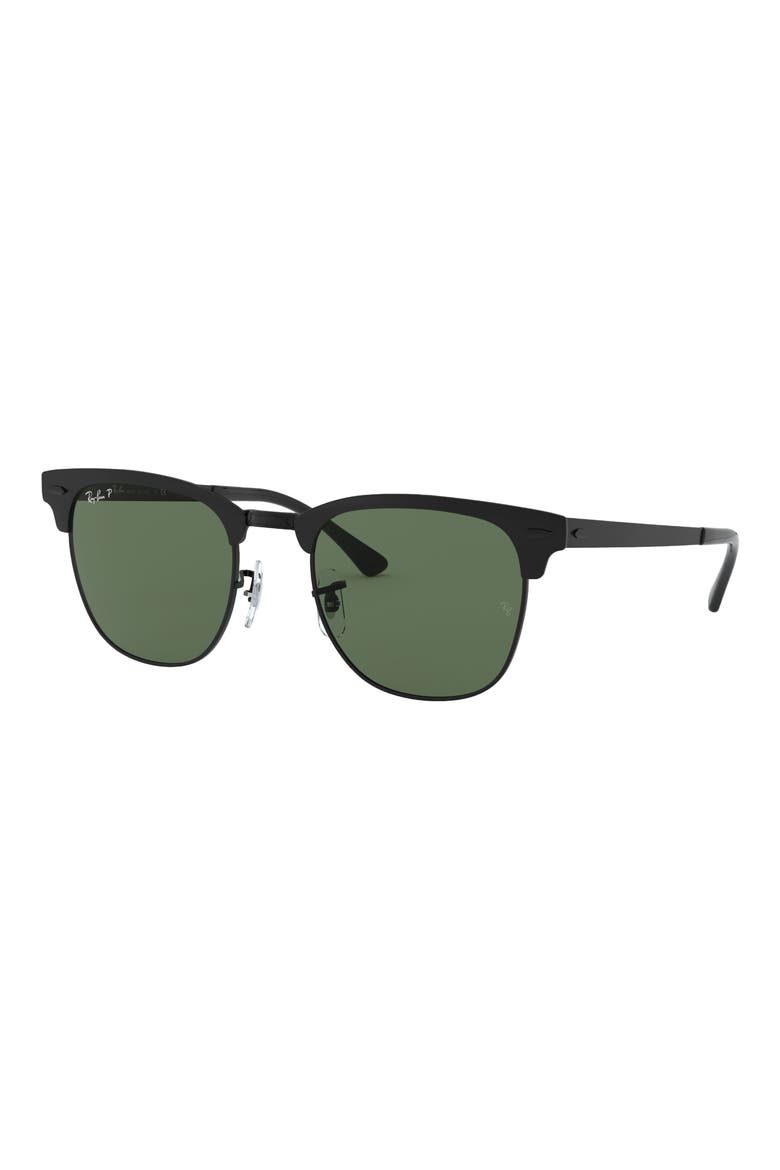 Clubmaster Metal 58mm Polarized Square Sunglasses, Alternate, color, BLACK/ GREEN