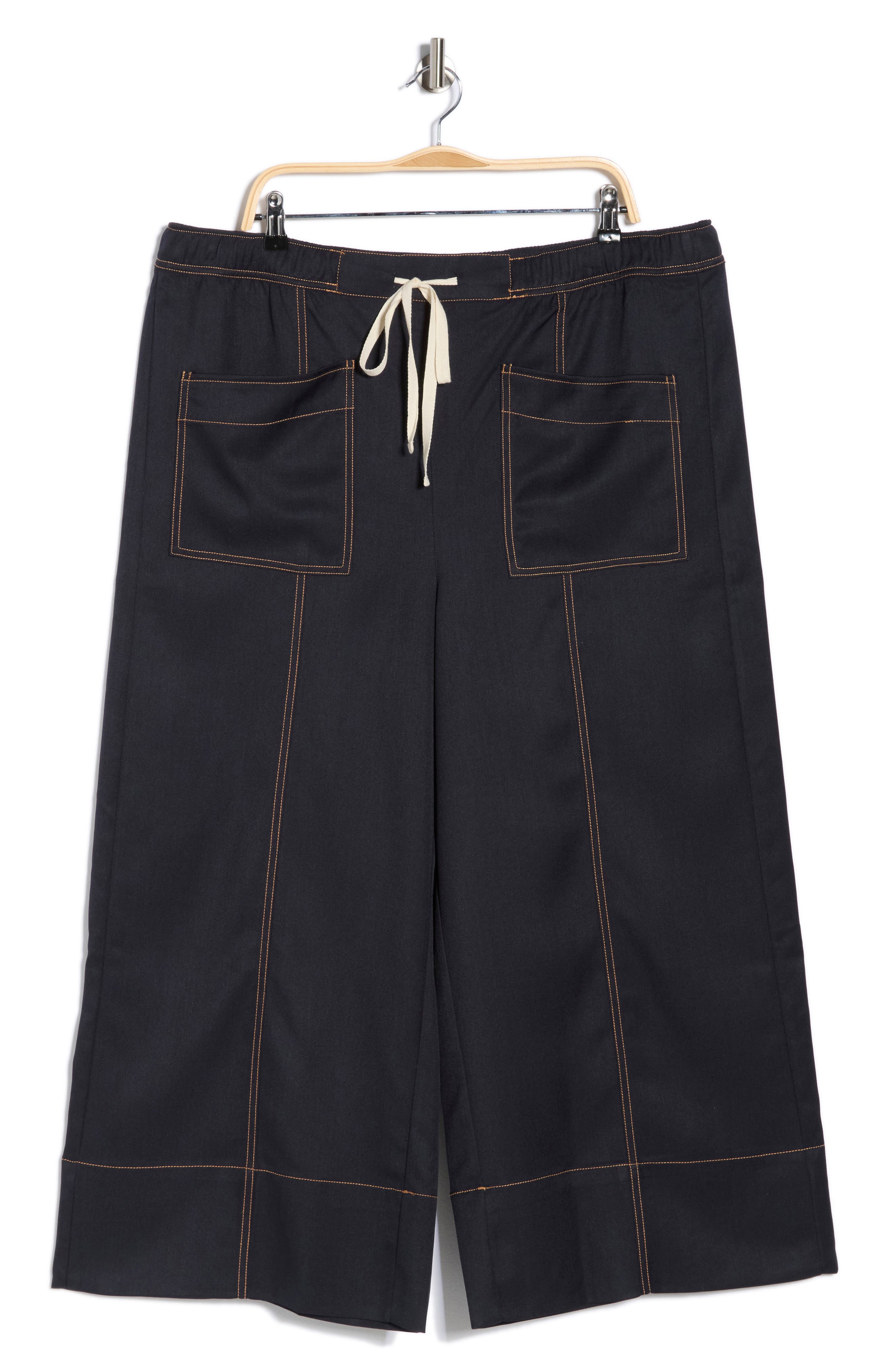 Adrianna Papell Topstitched Wide Leg Pull-On Pants