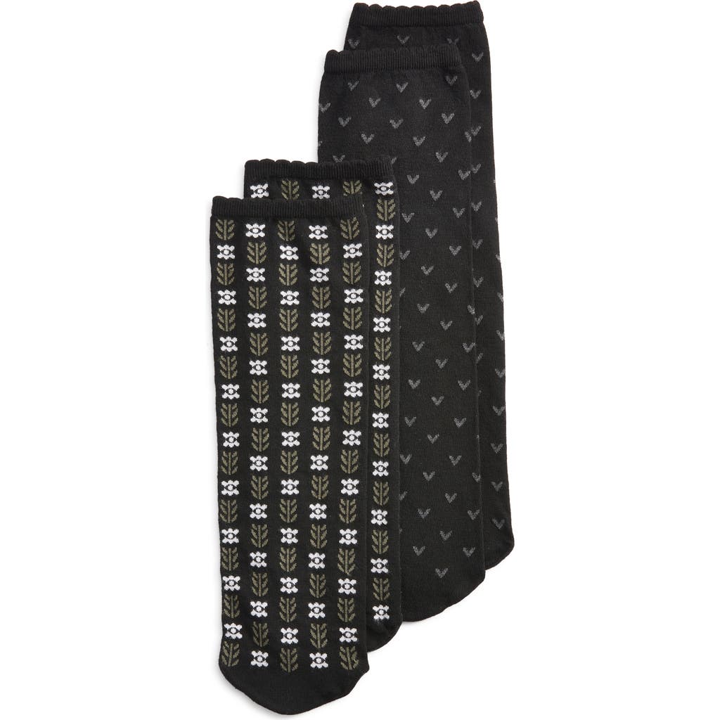 Oroblu Joyful Assorted 2-pack Crew Socks In Black