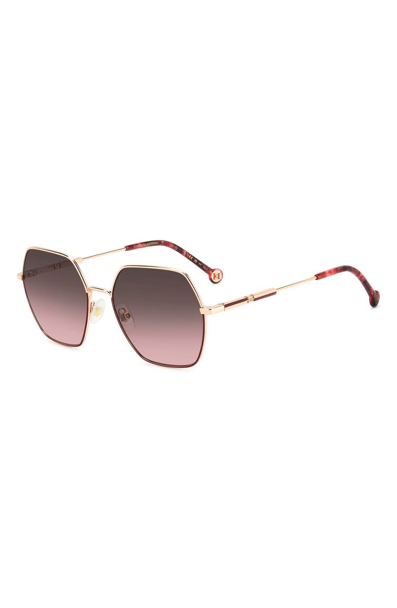 Carolina Herrera 55mm Gradient Geometric Sunglasses, Alternate, color, Gold Burgundy