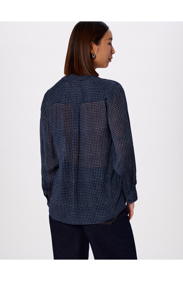 Whistles Grid Print Sheer Shirt, Alternate, color, Navy/Multi