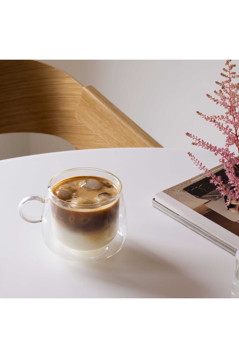 Artesano Hot & Cold Beverage Cappuccino Glass with Handle Pair, Alternate, color, no color