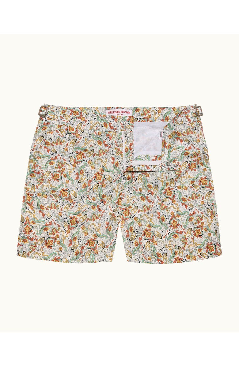 Orlebar Brown Bulldog Mid-Length Classic Fit Swim Shorts With Fairground Print, Main, color, Multi/Vermillion