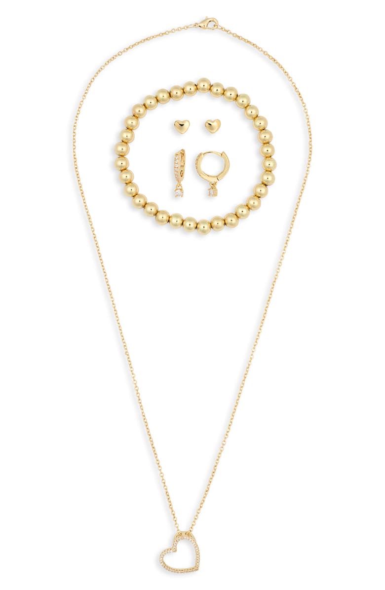 Leith Pavé Crystal Chain Necklace, Earrings & Bracelet Set, Alternate, color, Clear- Gold