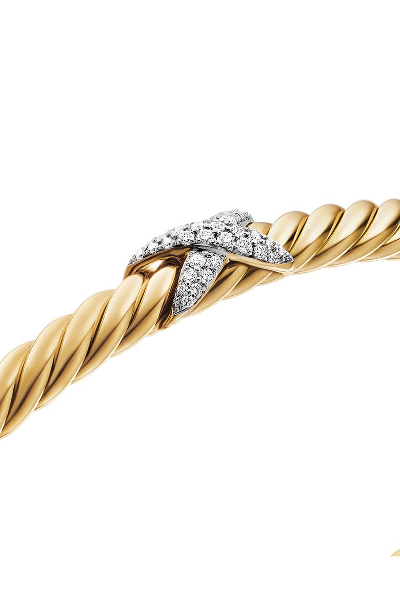 David Yurman X Cablespira<sup>®</sup> Station Bracelet in 18K Yellow Gold with Pavé Diamonds, 4mm, Alternate, color, Diamond
