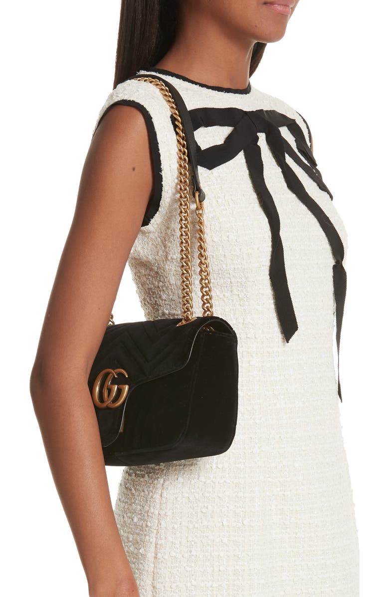 Gucci Medium GG Marmont 2.0 Matelassé Velvet Shoulder Bag, Alternate, color,