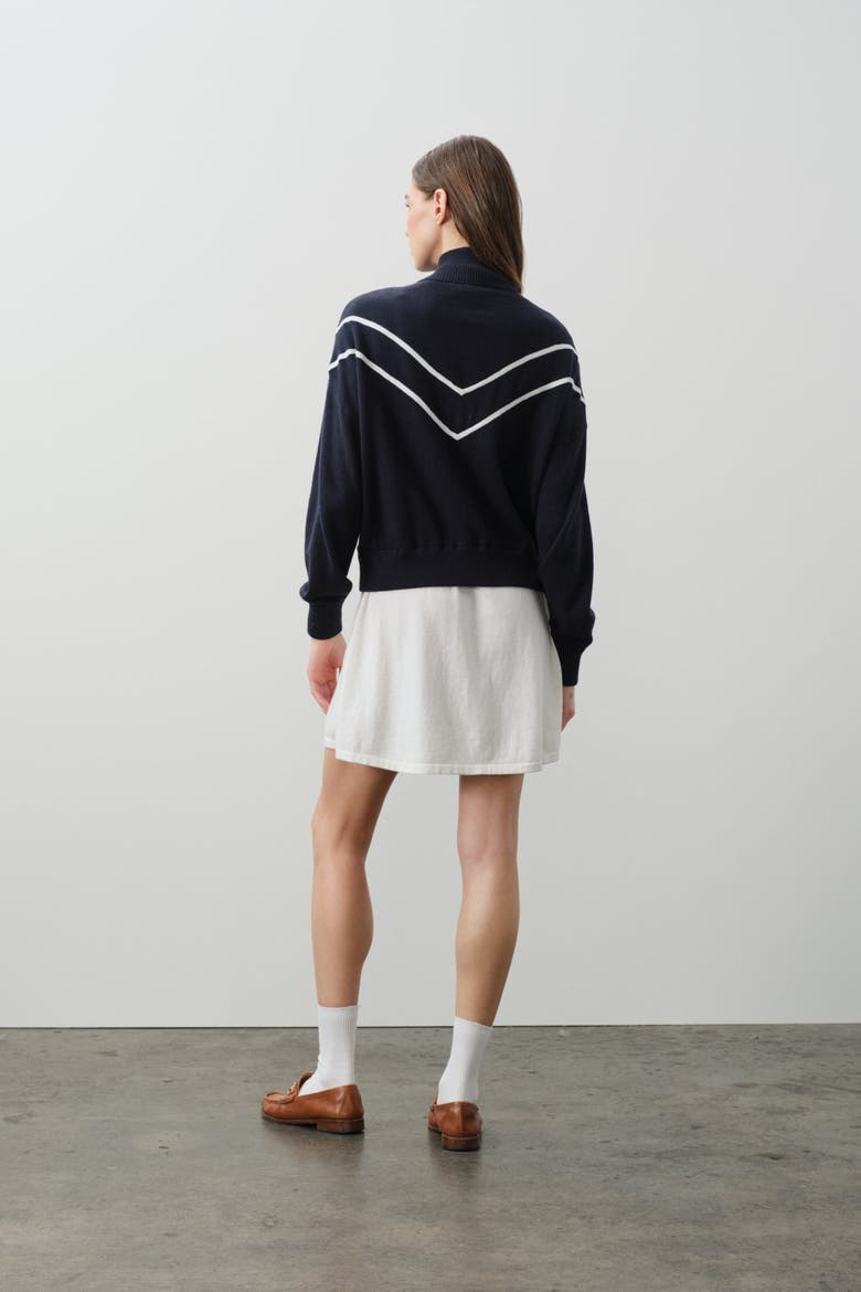 Magda Cotton Cashmere Track Jacket, Alternate, color, NAVY/ECRU