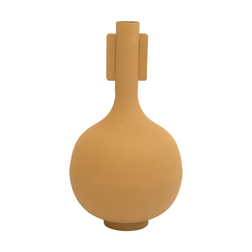 Storied Home Textured Decorative Flower Vase, Matte Mustard In Brown