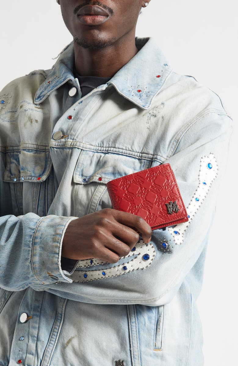 AMIRI MA Quad Leather Bifold Wallet, Alternate, color, Red Rose