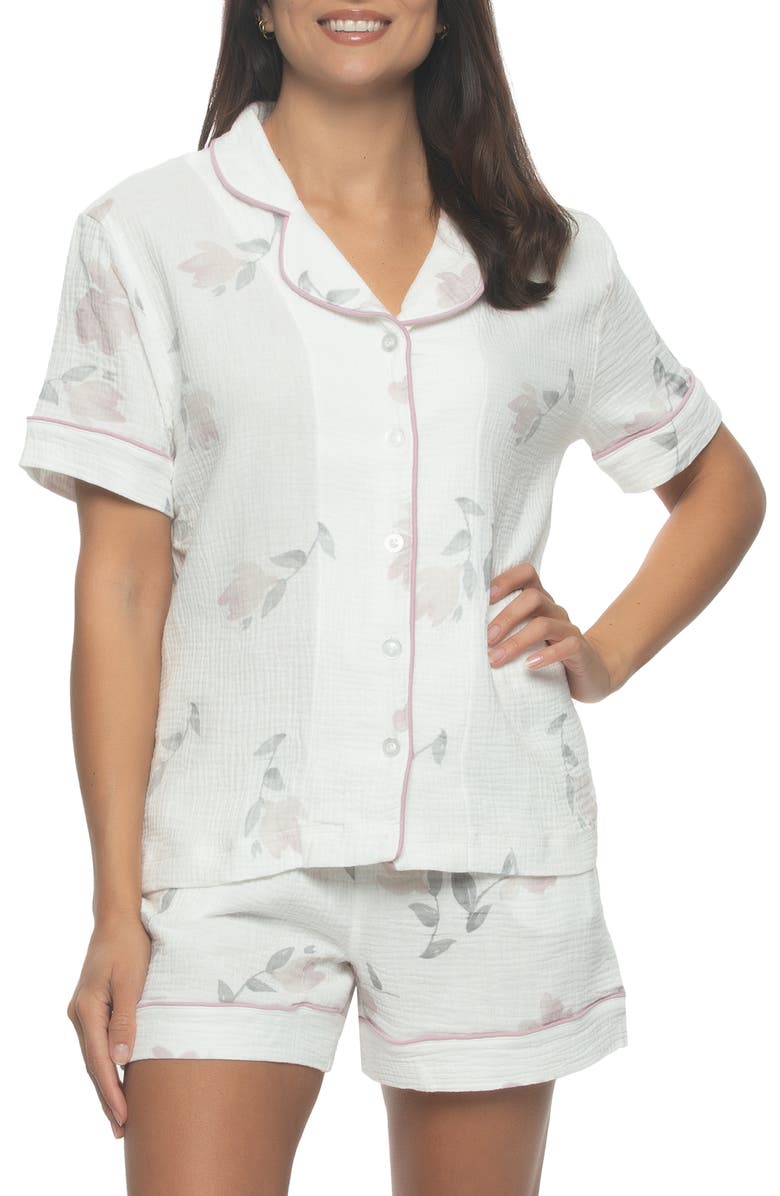 Felina Calista Cotton Short Pajamas, Main, color, Floral Buds