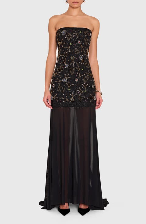 Leo Beaded Strapless Gown