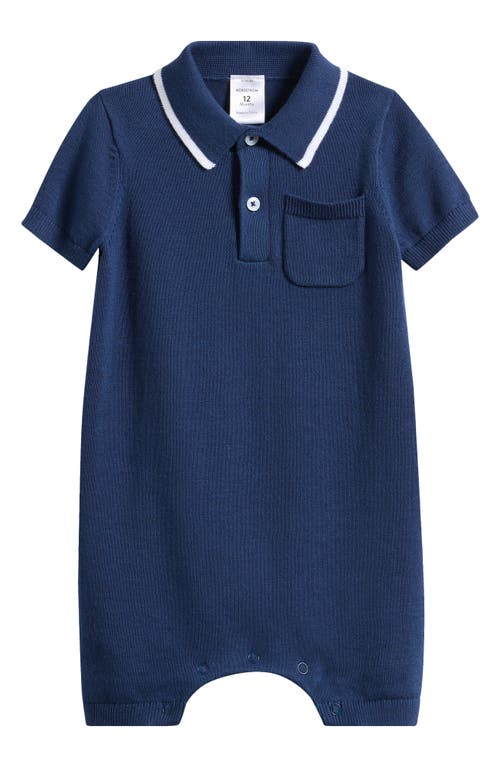 Nordstrom Tipped Cotton Sweater Romper In Navy Denim