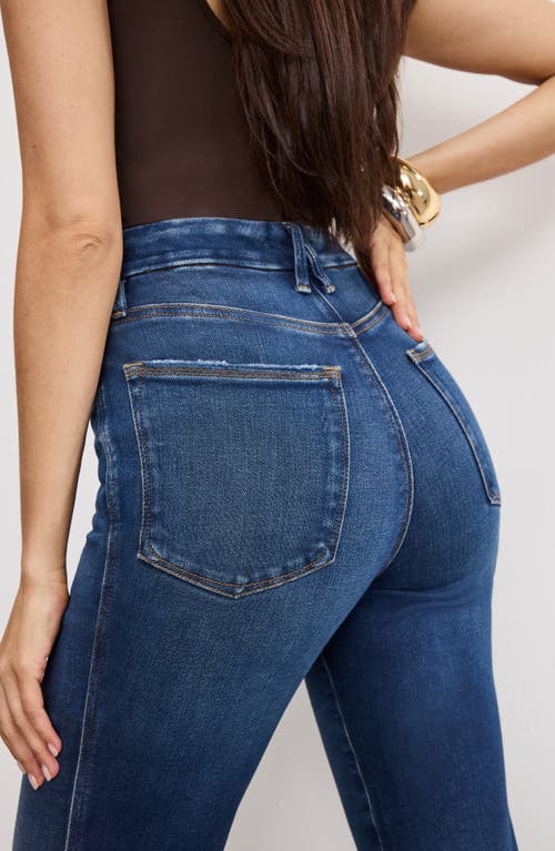 Good American Good Boy Step Hem High Waist Ankle Straight Leg Jeans In Blue