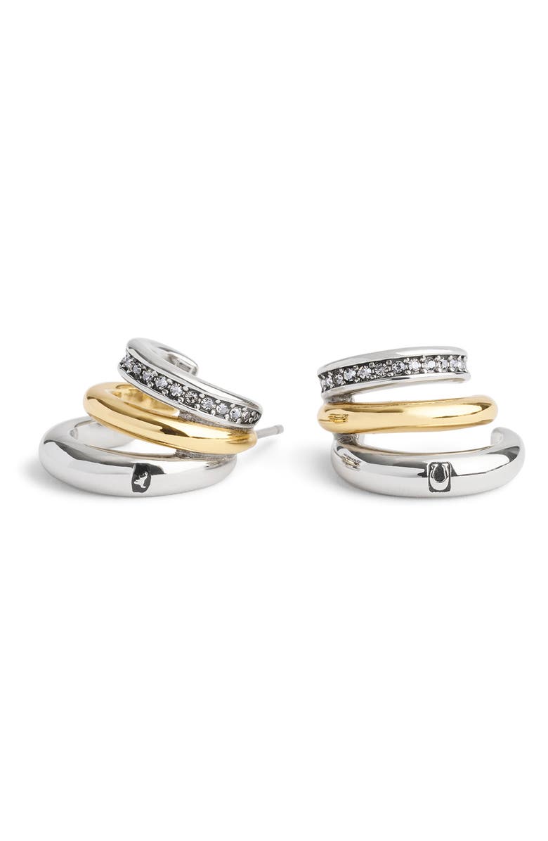 COACH Tubular Pavé Triple Huggie Earrings, Alternate, color,