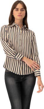 IVONNE Classic Striped Long Sleeve Shirt