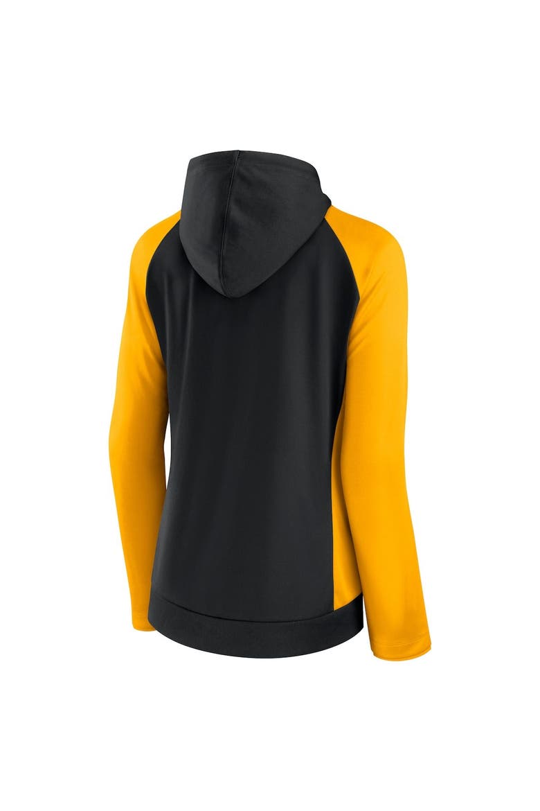 Women's Fanatics Branded Black/Gold Pittsburgh Steelers End Around Raglan Full-Zip Hoodie, Alternate, color, Black