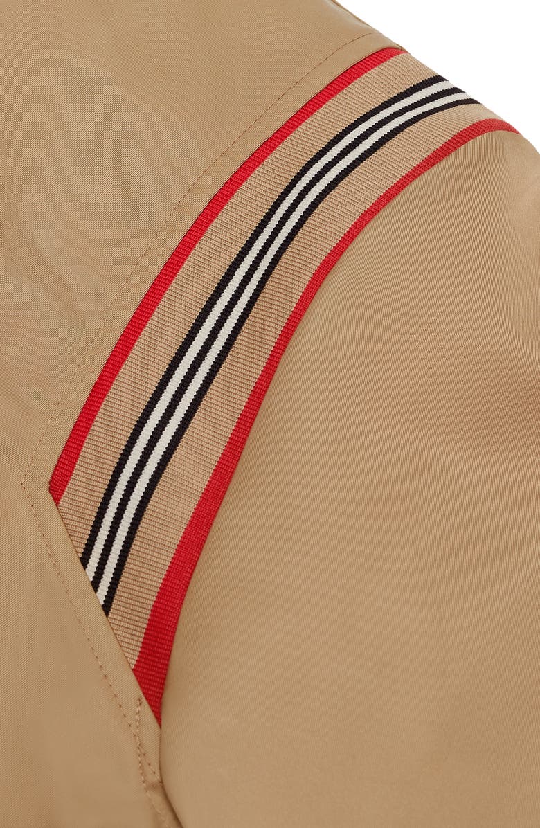 Burberry Harwell Icon Stripe Leather Trim Twill Bomber Jacket, Alternate, color, 