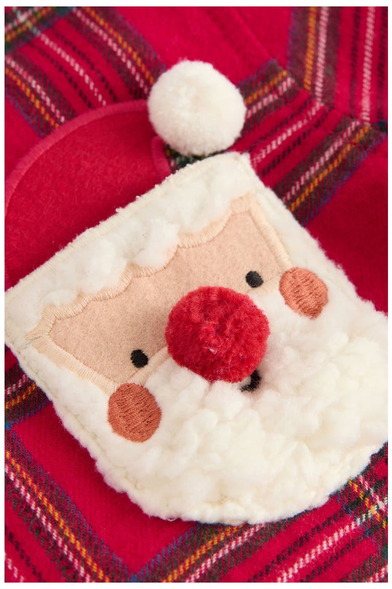 Kids' Santa Face Plaid Flannel Button-Up Shirt, Alternate, color, RED