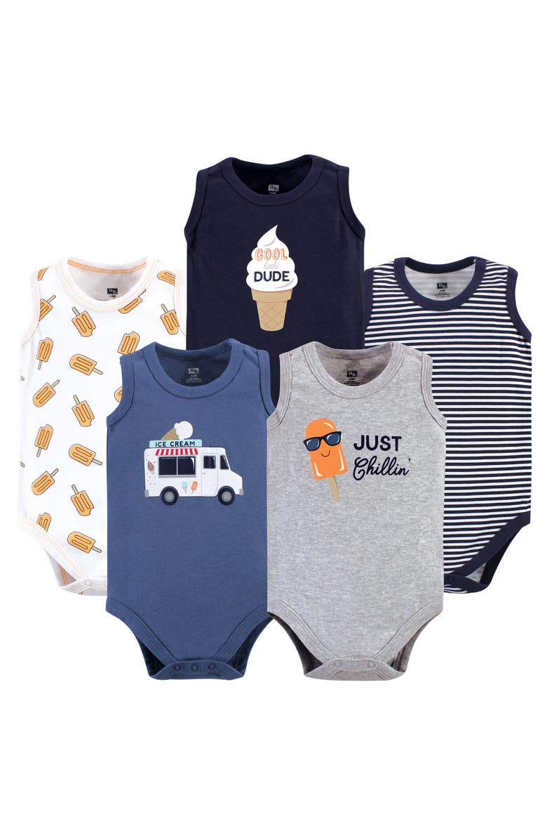 Hudson Baby Soft Cotton Sleeveless Bodysuits, Main, color, Ice Cream Truck