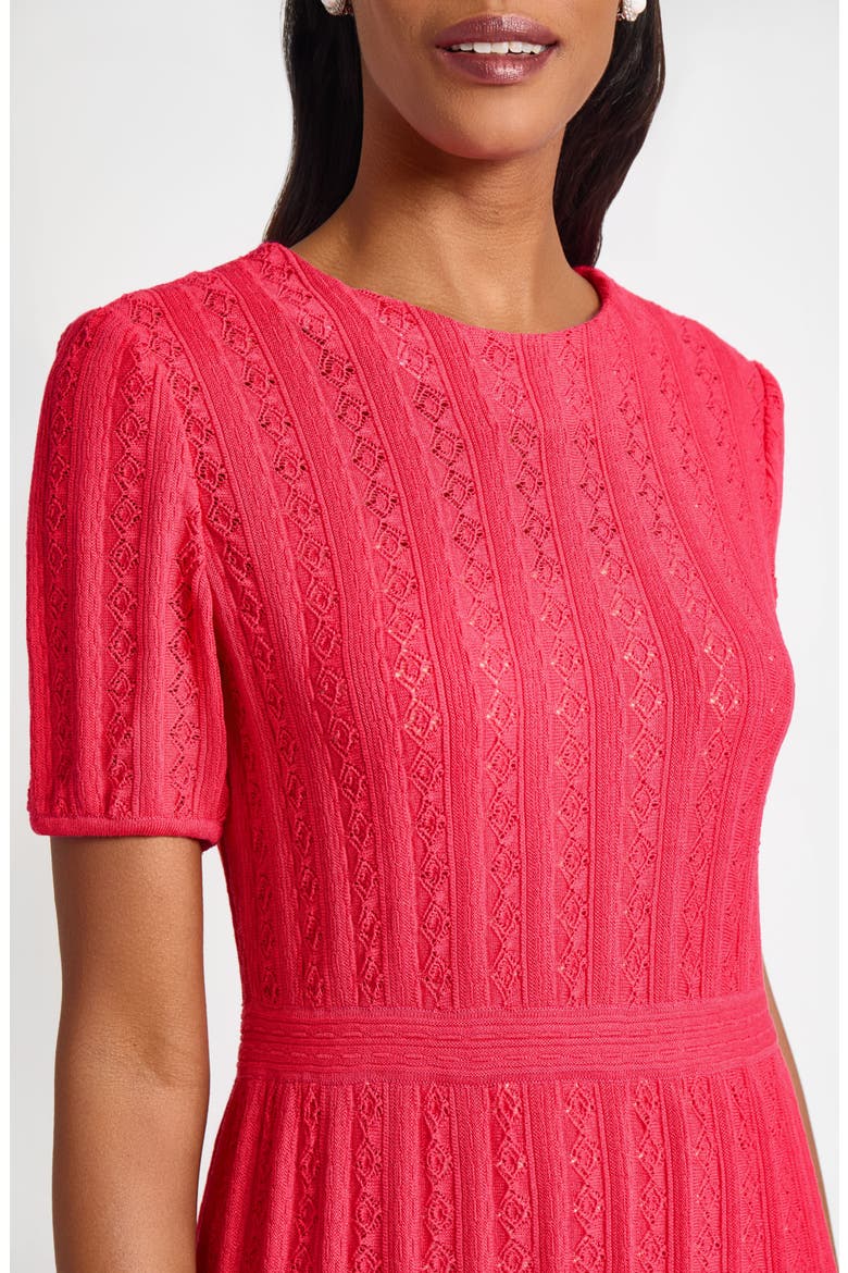 Fit & Flare Pointelle Stitch Dress, Alternate, color, VIBRANT FUCHSIA