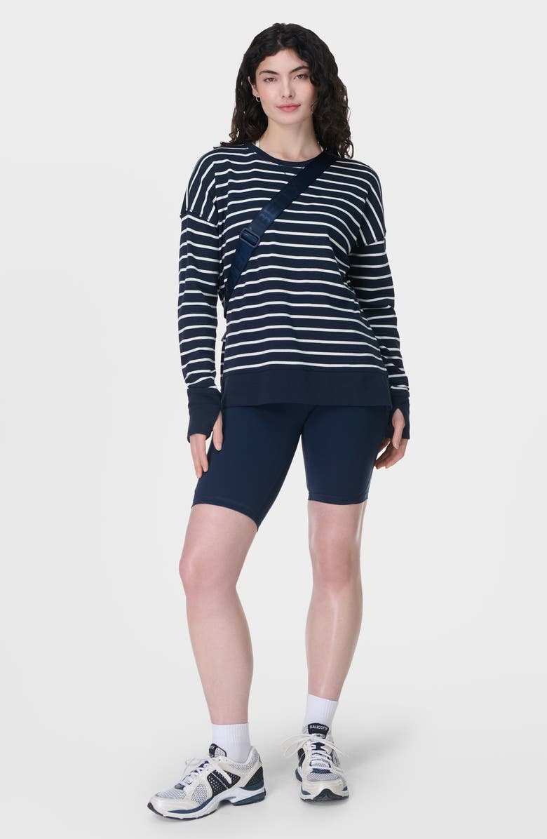 Sweaty Betty After Class Sweatshirt, Alternate, color, Navy Blue Stripe