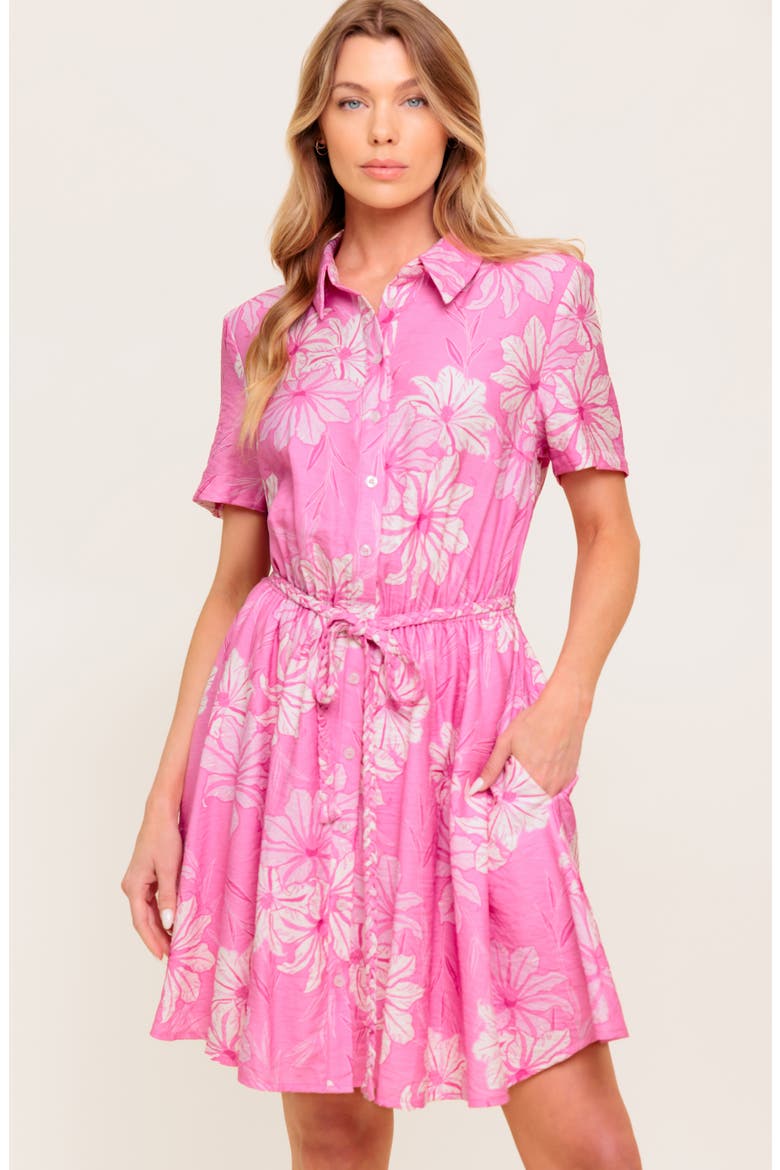 Print Mini Shirtdress, Alternate, color, PINK