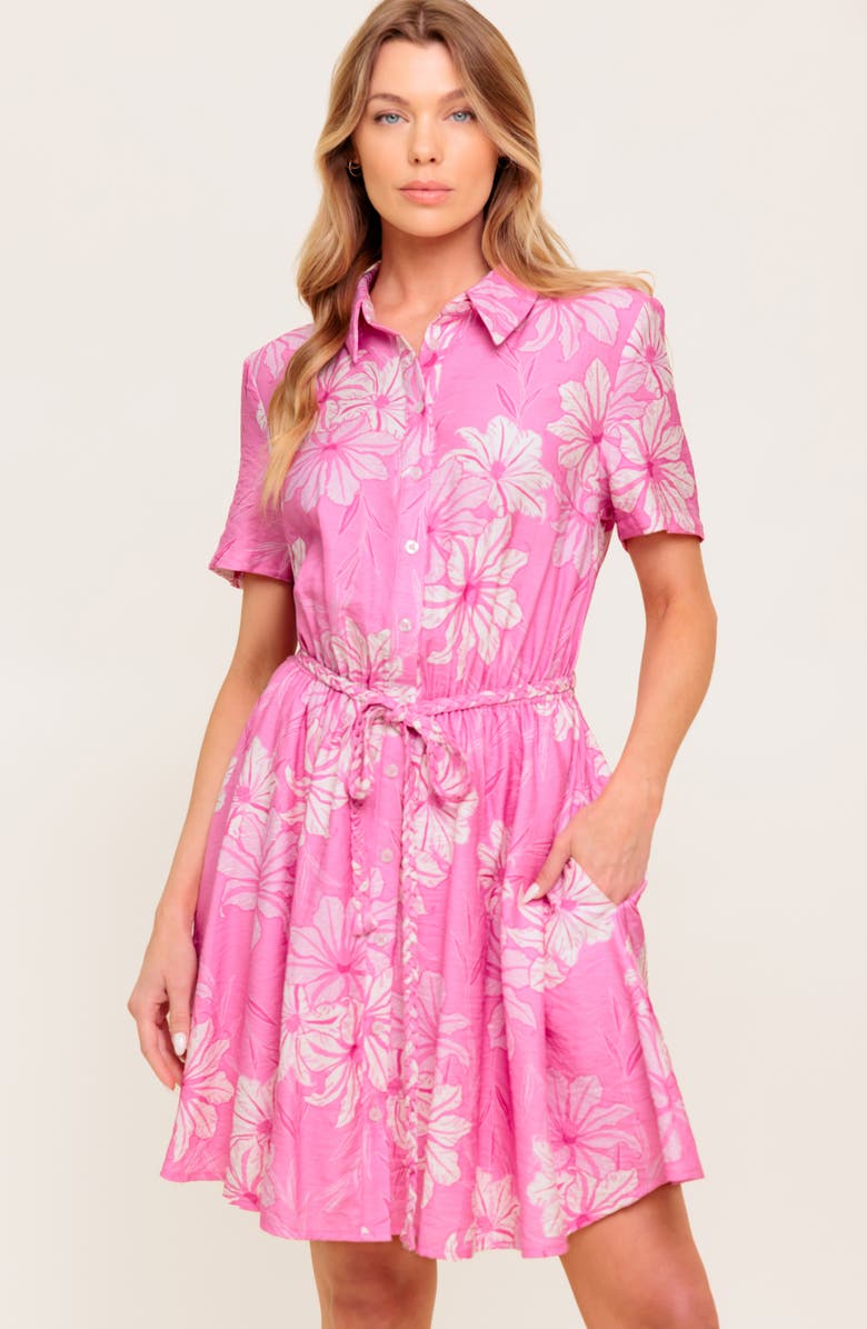 FLYING TOMATO Print Mini Shirtdress, Alternate, color, Pink