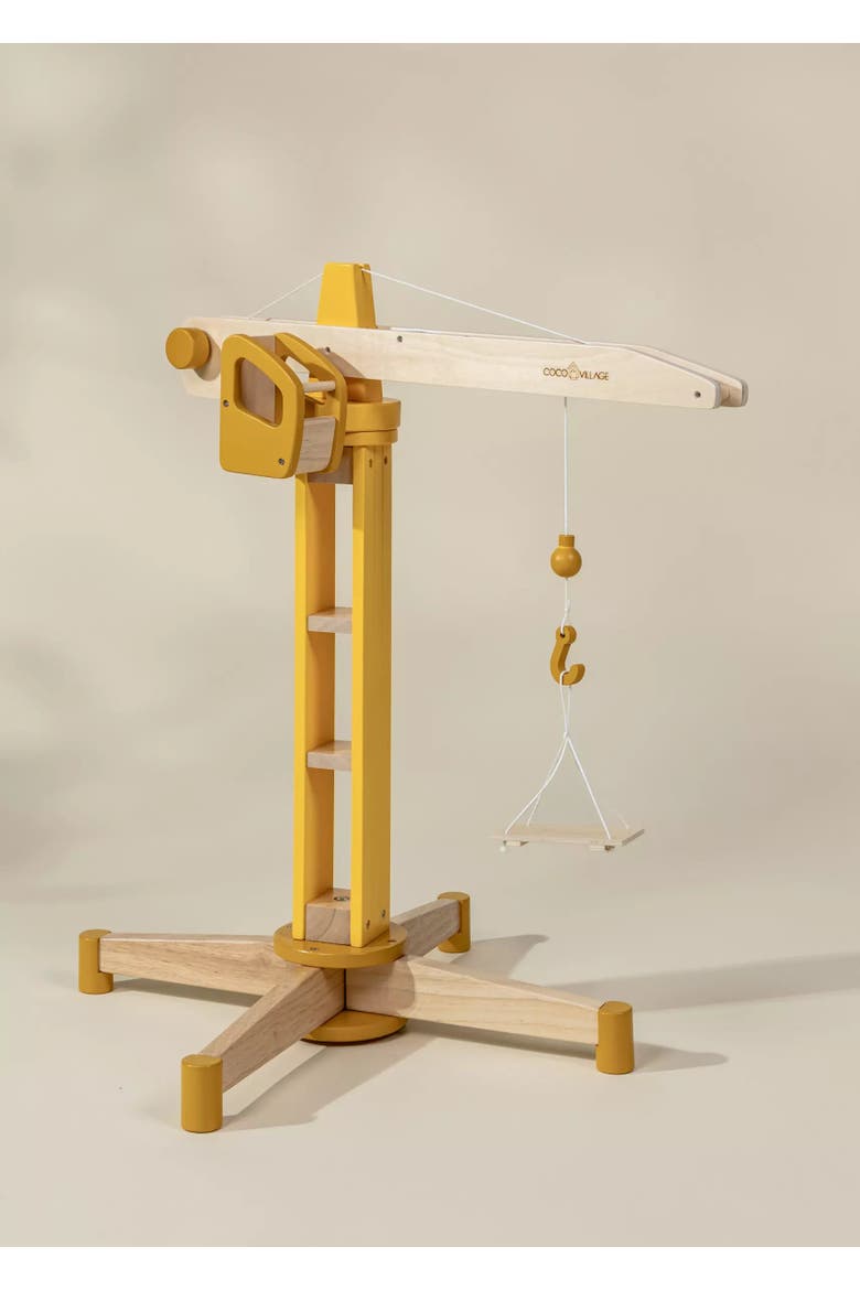 Oversized Wooden Construction Crane, Alternate, color, Natural Wood