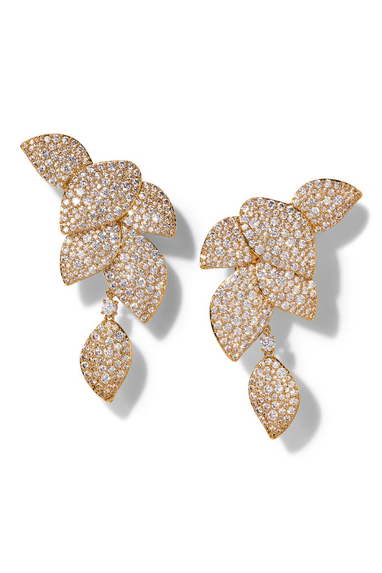 Starlet Leaf Linear Drop Earrings, Main, color, GOLD