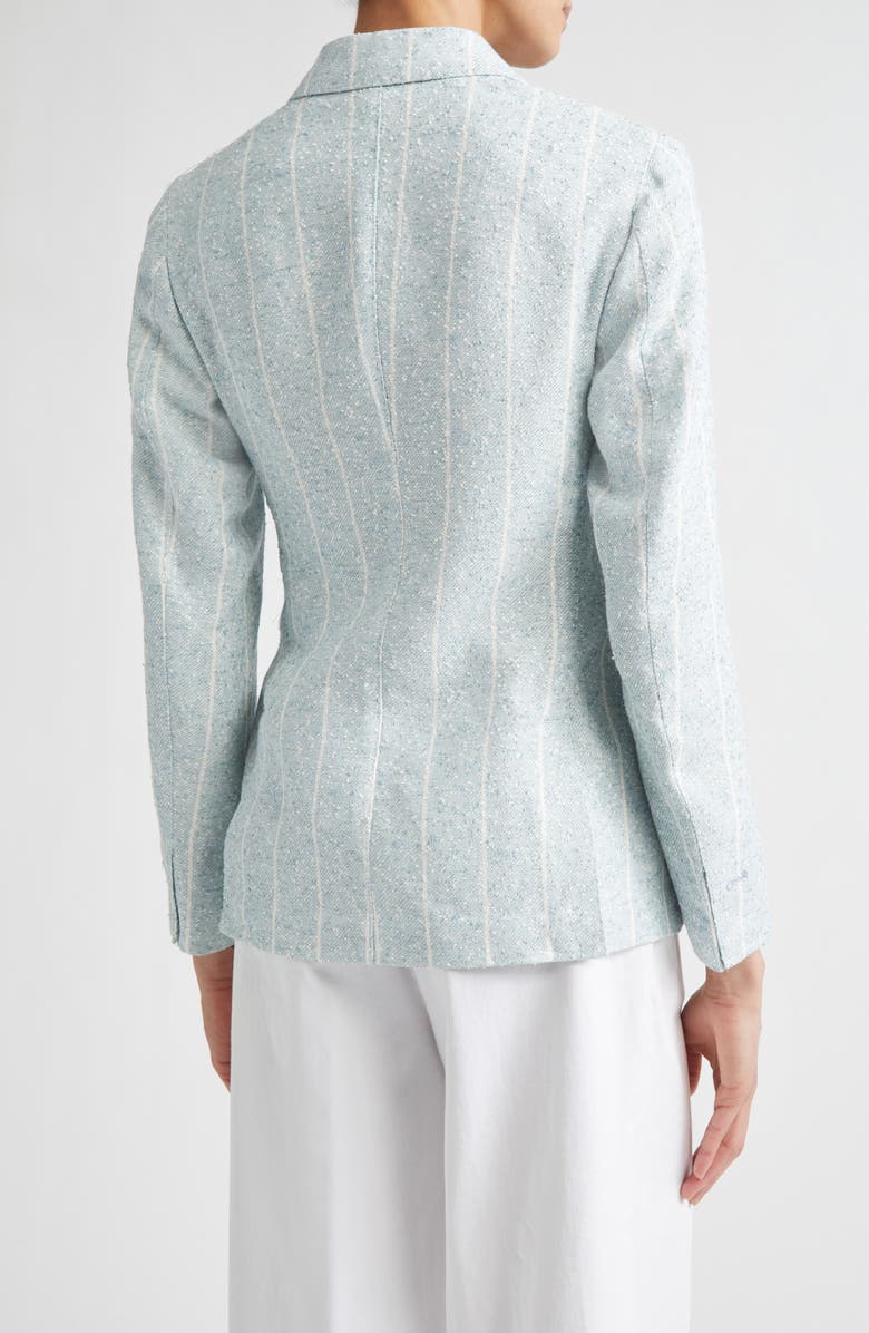 Eleventy Stripe Slubby Linen Blend Jacket, Alternate, color, Jade