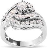 Haus of Brilliance 14K White Gold 1.00 Cttw Round and Baguette cut Diamond Swirl Cocktail Ring (H-I Color, SI2-I1 Clarity) - Ring Size 7