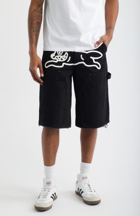 Angelo Logo Detail Denim Utility Shorts (Black Caramel)