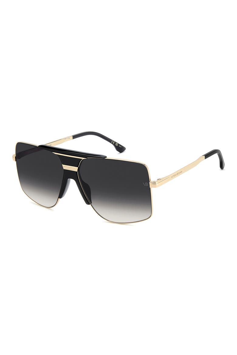 62mm Square Aviator Sunglasses, Alternate, color, BLACK GOLD/ DARK GREY SF
