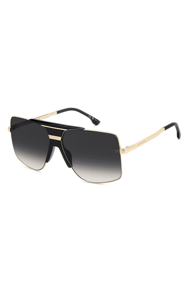 Victoria Beckham 62mm Square Aviator Sunglasses, Alternate, color, Black Gold/ Dark Grey Sf