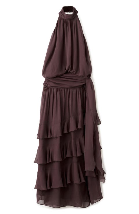 Ruffled High Neck Dress