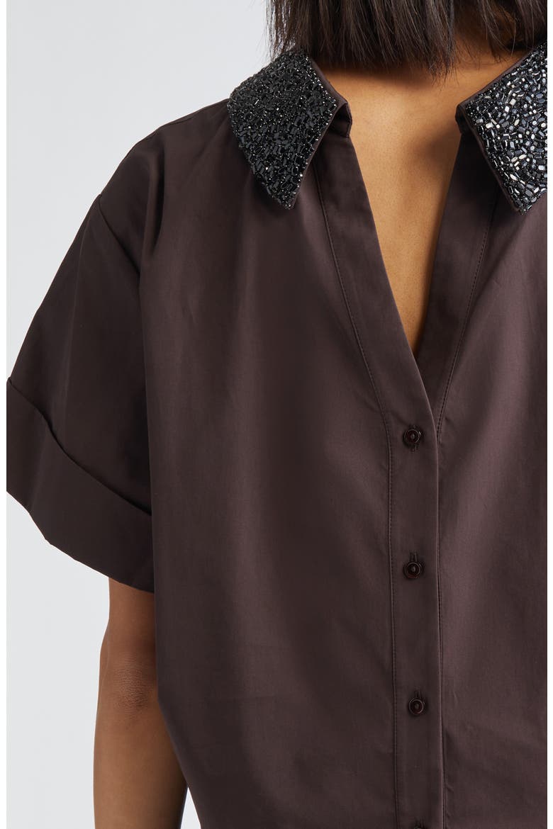 Forever & Always Crystal Collar Top, Alternate, color, CHOCOLATE