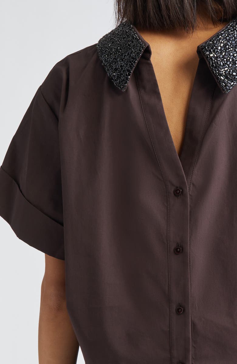 TWP Forever & Always Crystal Collar Top, Alternate, color, Chocolate