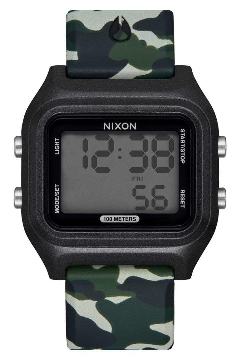 The Ripper Silicone Strap Digital Watch, 36.5mm, Main, color, BLACK / CAMO
