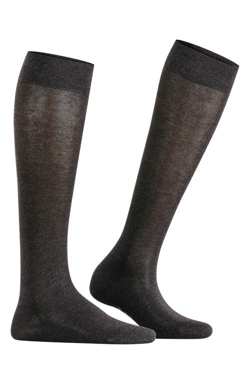 Falke Sensitive London Cotton Blend Knee High Socks In Anthra Melange