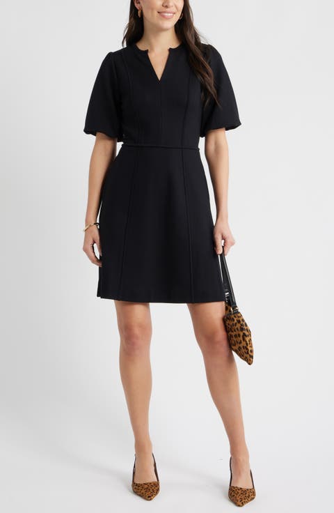 Puff Sleeve Ponte Dress