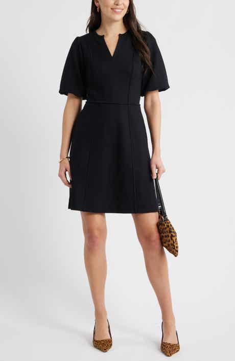 Puff Sleeve Ponte Dress