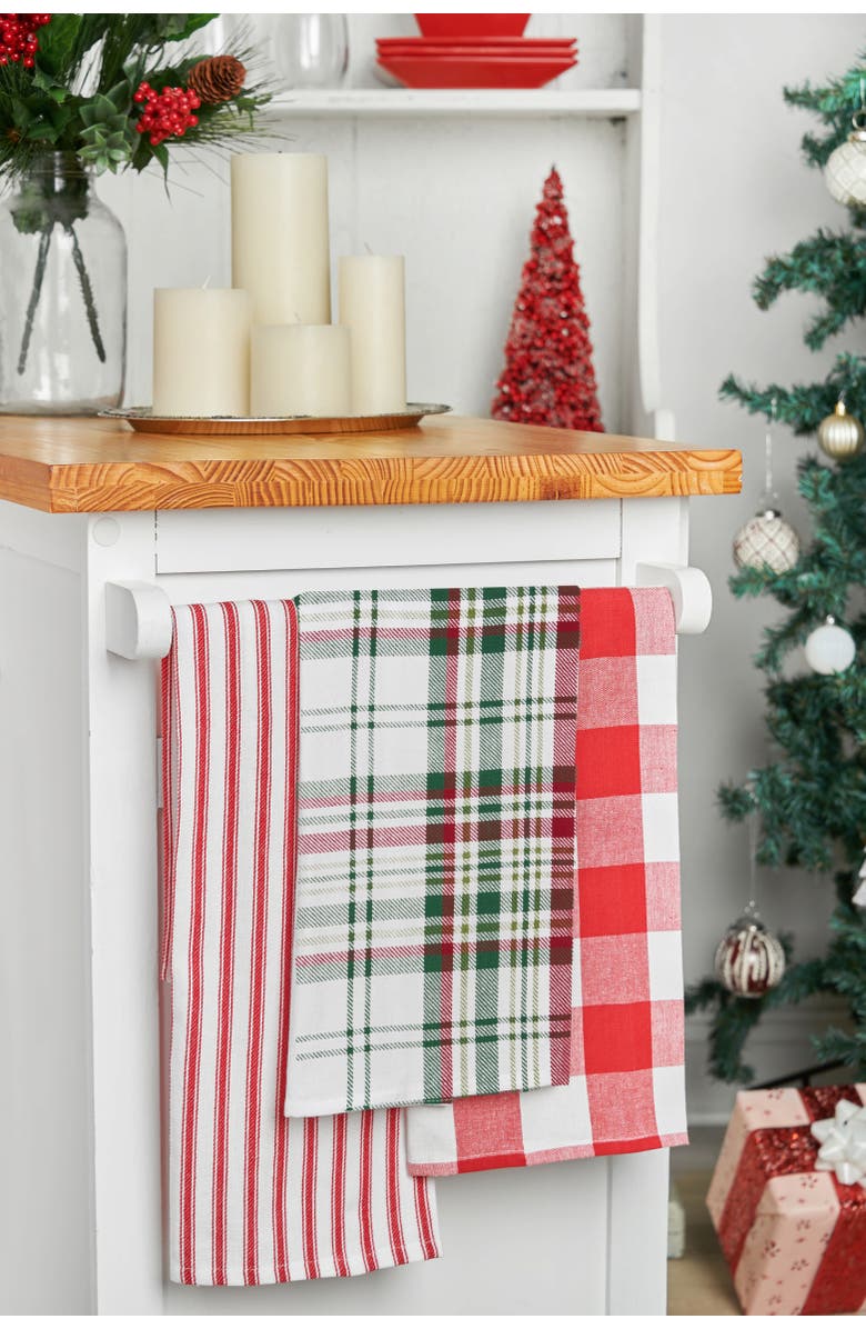 C&F Home 27' X 18" Joel Plaid Woven Cotton Kitchen Dish Towel Red White and Blue Plaid, Alternate, color, Grey