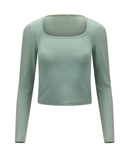 Adore Me Pointelle Long Sleeve Top In Green