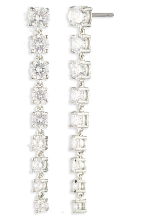 Cubic Zirconia Linear Drop Earrings