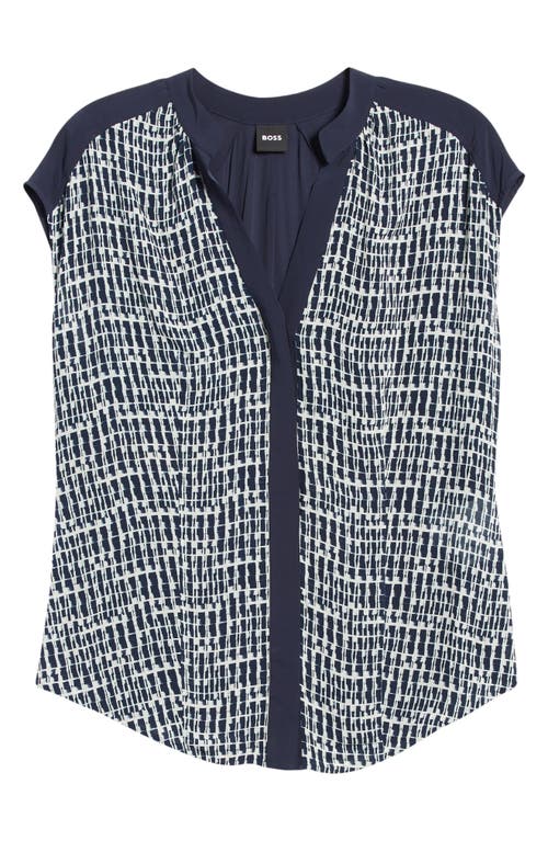 Hugo Boss Bolari Printed Colorblocked Top In Brown