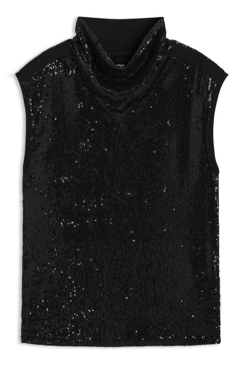 Ebib Sequin Mock Neck Top, Alternate, color, BLACK