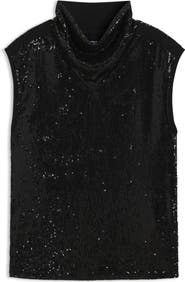 BOSS Ebib Sequin Mock Neck Top