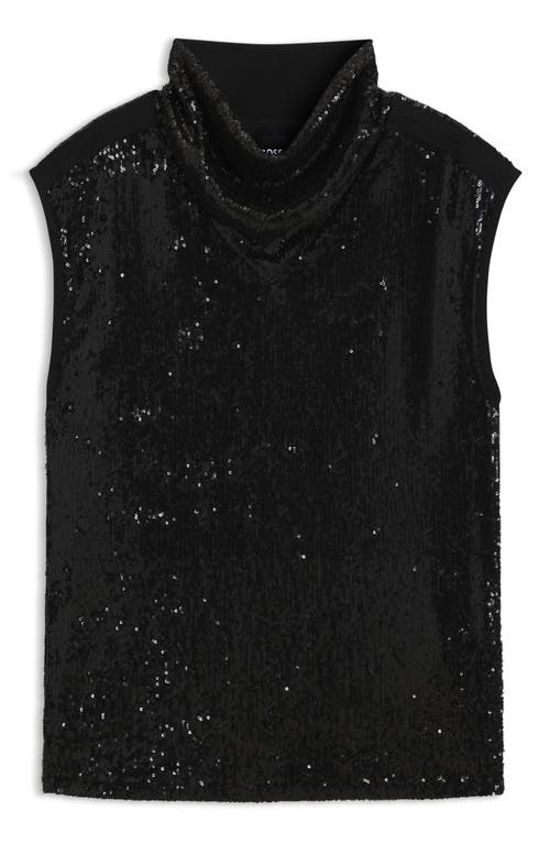 Hugo Boss Funnel-neck Top With Sequin Embellishments In Black