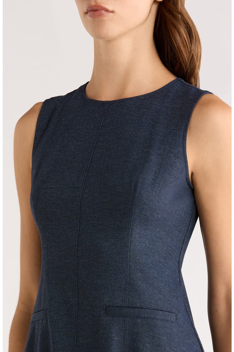 Sleeveless Fit & Flare Dress, Alternate, color, INDIGO NAVY