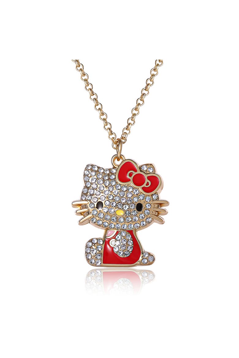 Crystal Pendant Necklace, Main, color, Red